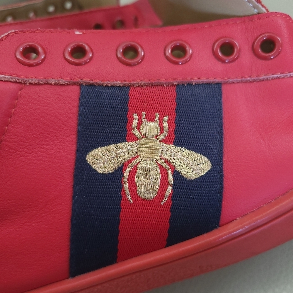 Gucci Freya Hartas Ace Sneakers Embroidered Leather men's 9.5 - Picture 10 of 10